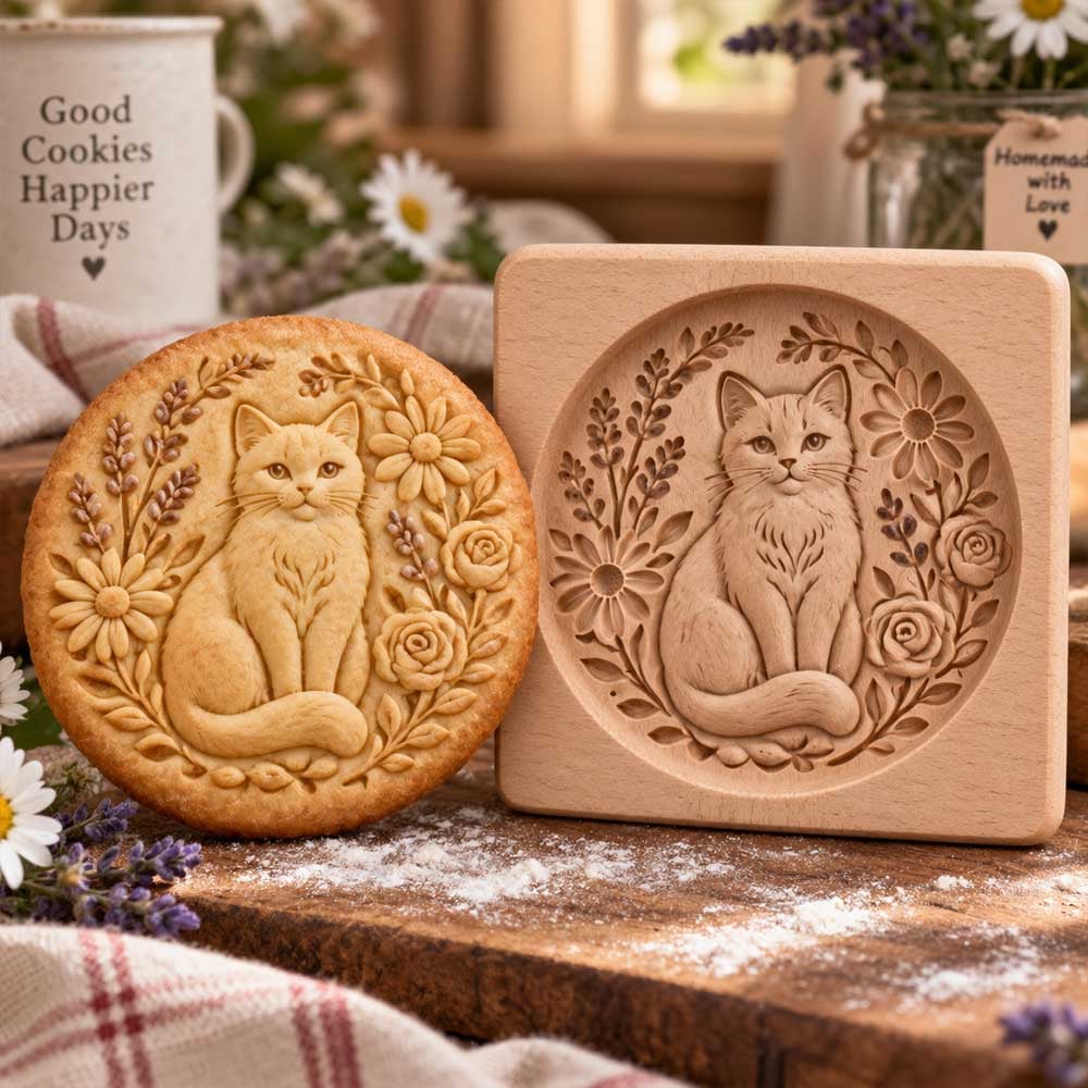 🍪🦊 Woodland Animal Cookie Molds – Embossed Wooden Baking Stamps