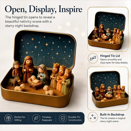✝️✨ Mini Nativity Keepsake Tin – Pocket-Sized Christmas Scene Set