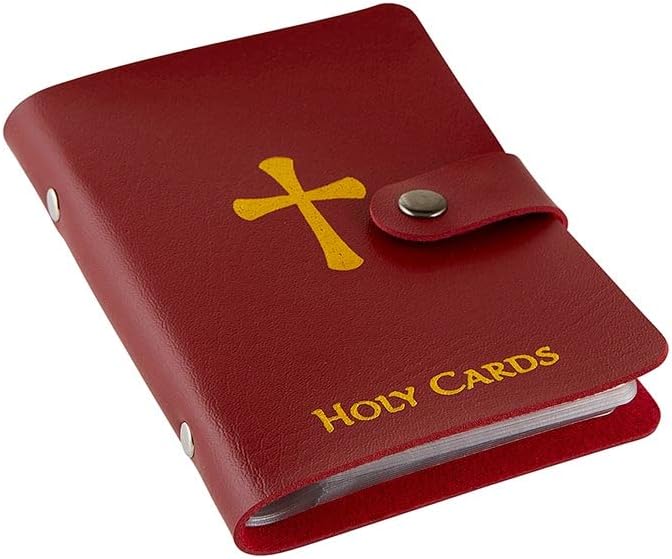✝️ Genuine Leather Prayer Card Holder – Pocket Holy Card Organizer with Snap Closure 🙏✨