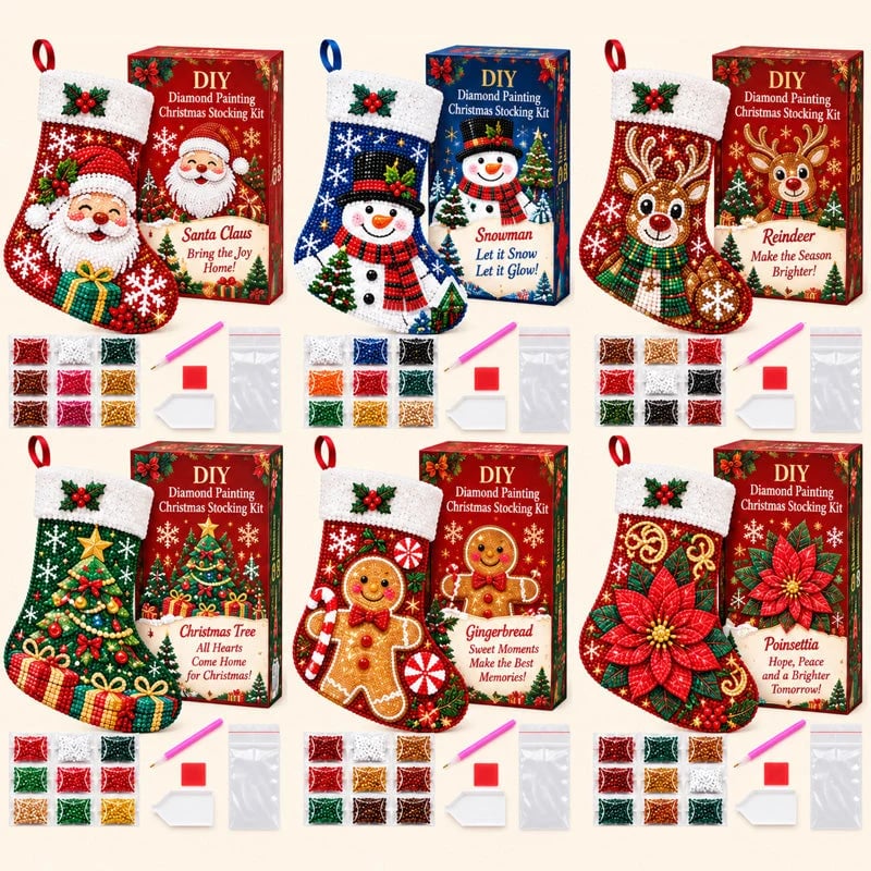 🎄 Sparkle & Stitch Christmas Stocking Kit | 6 Diamond Art Designs ✨