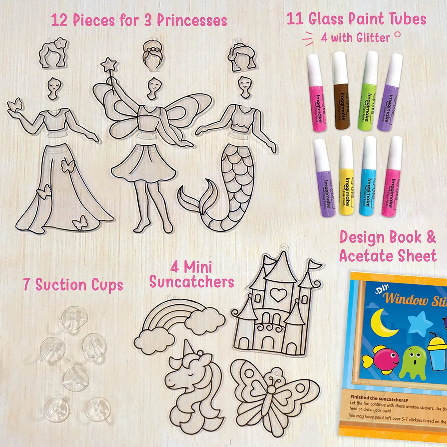👸🦄 Princess & Unicorn Stained Glass DIY Kit – Create Magical Window Suncatcher Art