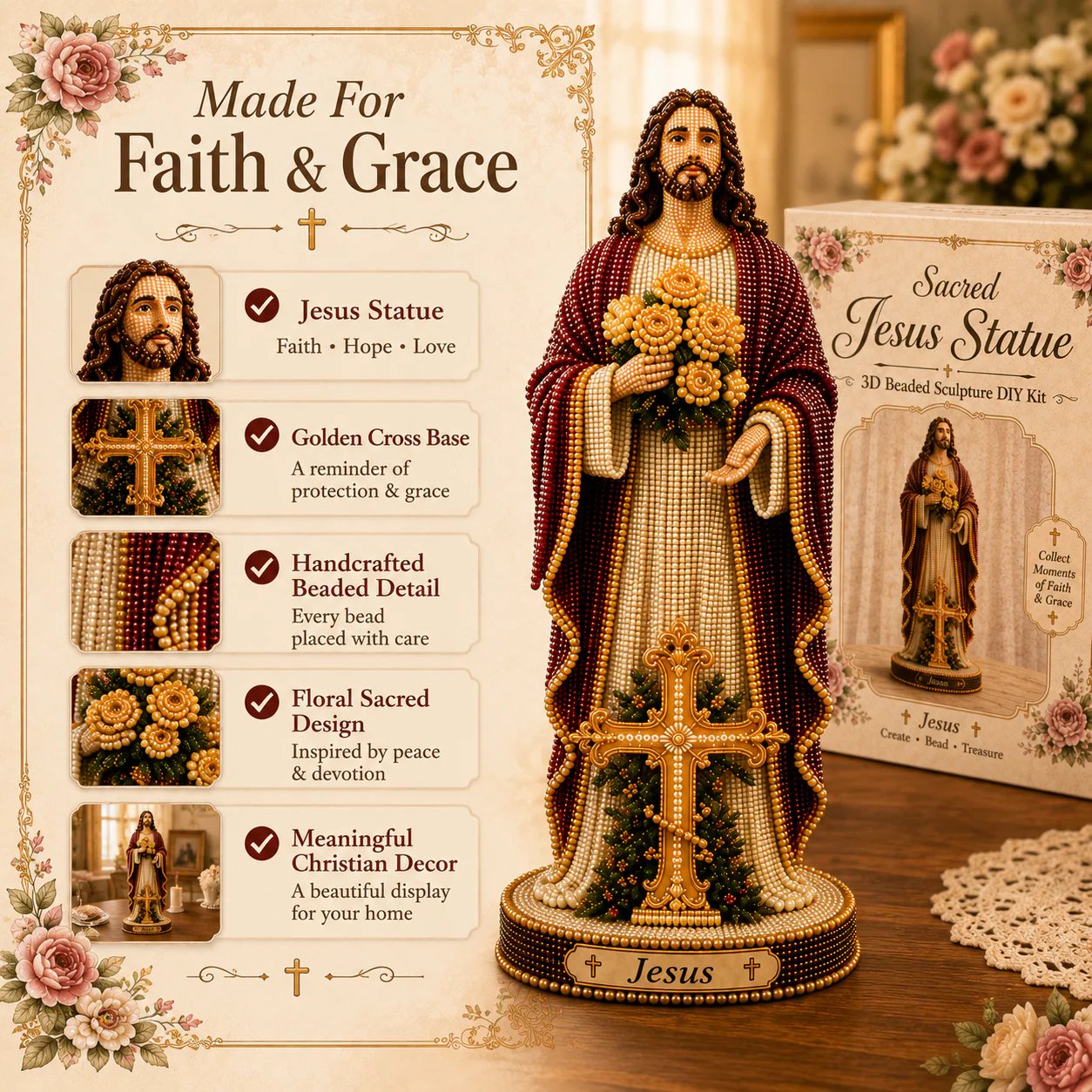 🔥LAST DAY 49% OFF✝️ DIY Sacred Jesus Crystal Bead Art Kit