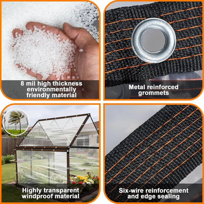 💧 Clear Waterproof PE Tarp – Transparent Heavy-Duty Outdoor Cover with Metal Grommets