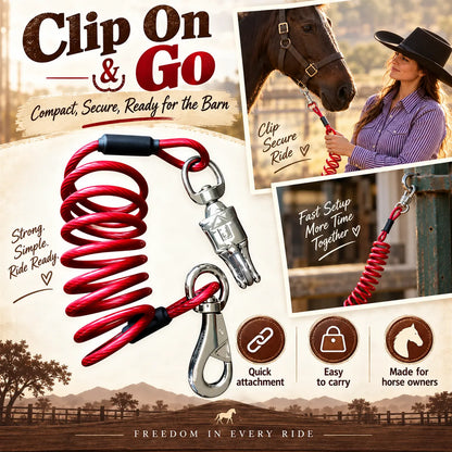 ✨🐎 6ft Coiled Horse Tie | Quick-Release Trailer & Hitching Lead