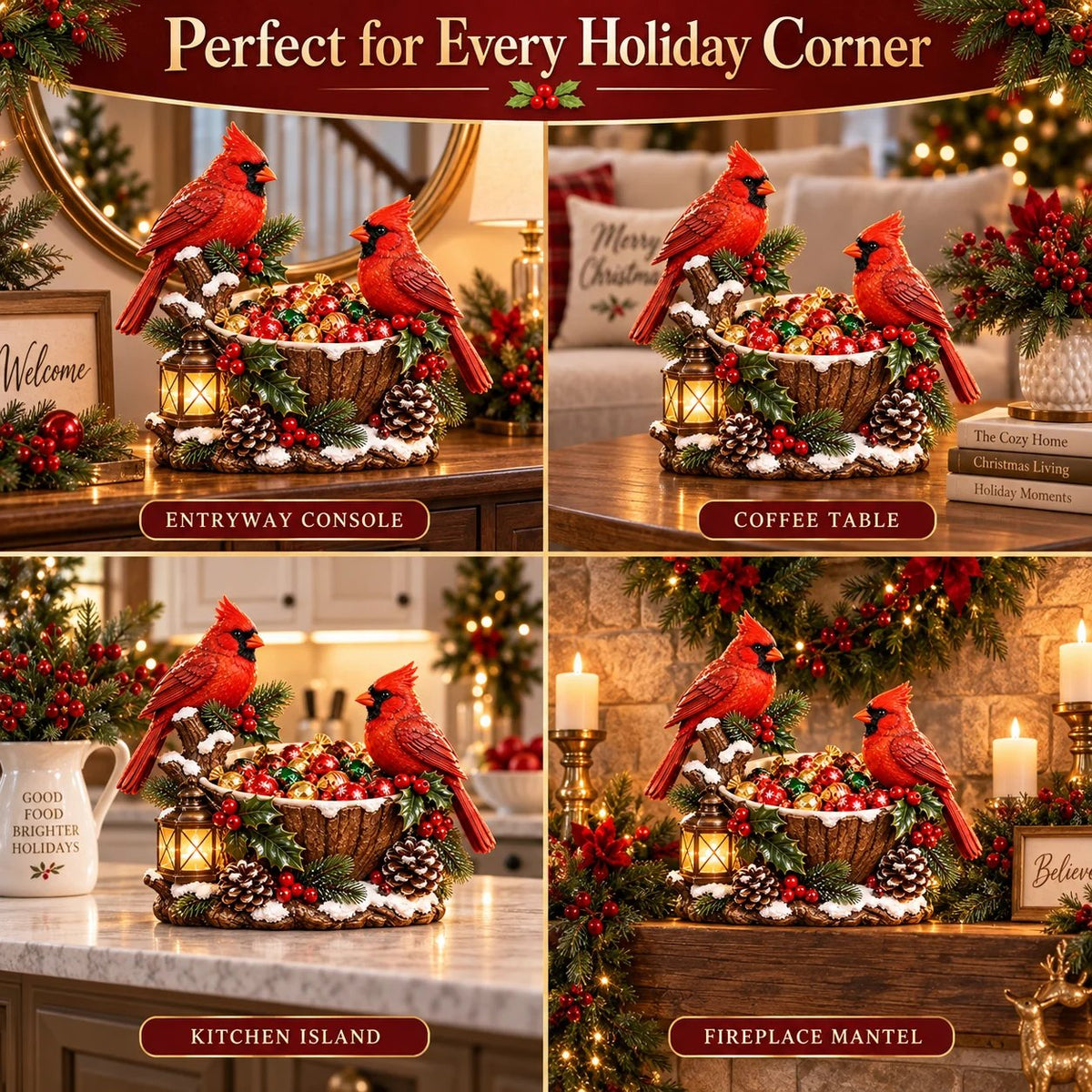 🔥Hot Sale 49% OFF❤️ 🎄 Cardinal Glow Treat Bowl | A Cozy Christmas Candy Centerpiece ❤️