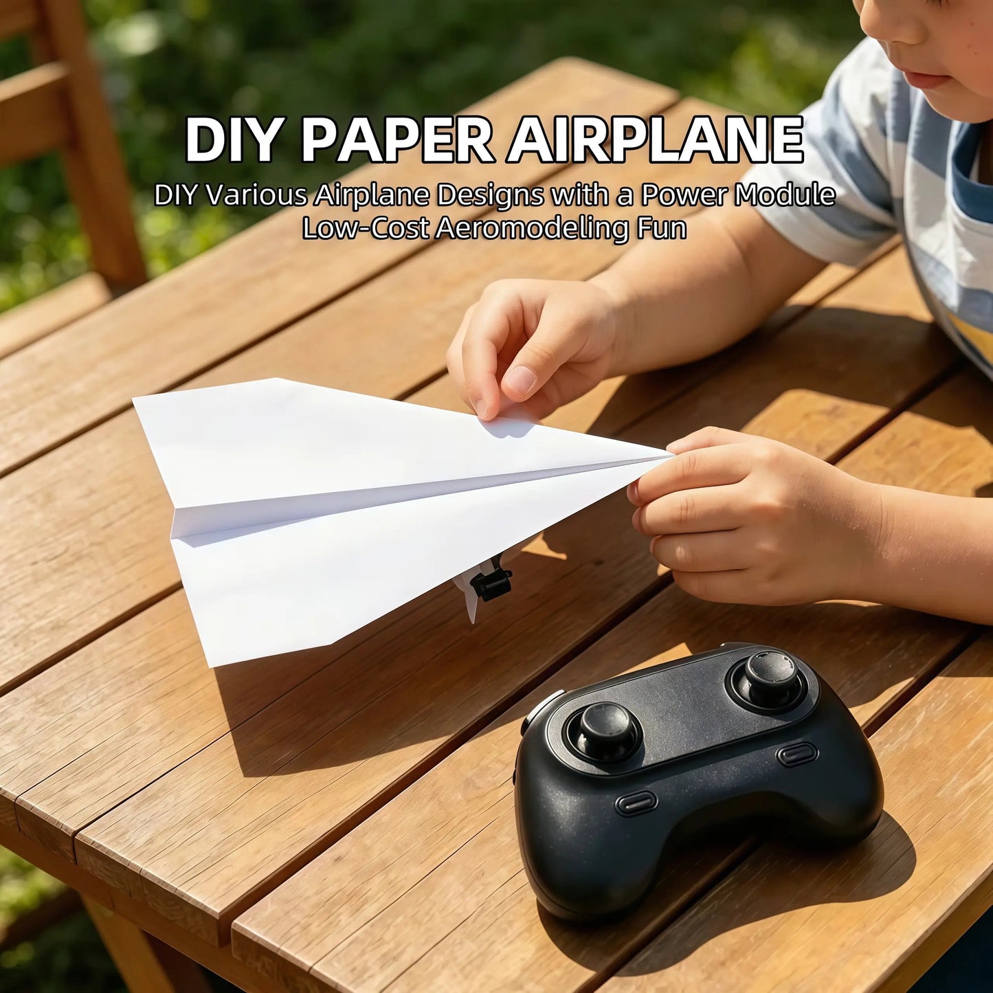 RC Powered Paper Airplane Kit Remote Control DIY Flying Toy with Gyro Stabilizer Dual Propellers