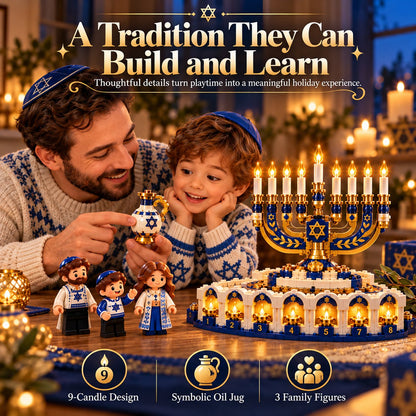 🕎✨ Build Your Hanukkah Together™ | Light-Up Menorah Building Set & Family Holiday Activity