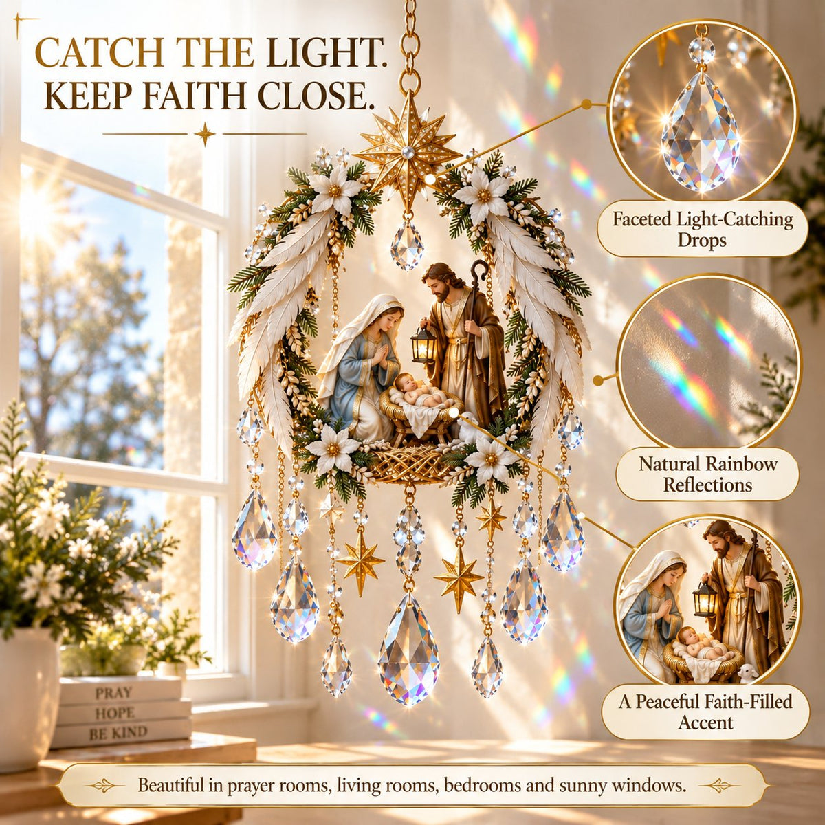 ✝️ Faith & Light Crystal Suncatcher – 5 Christian Window Designs ✨