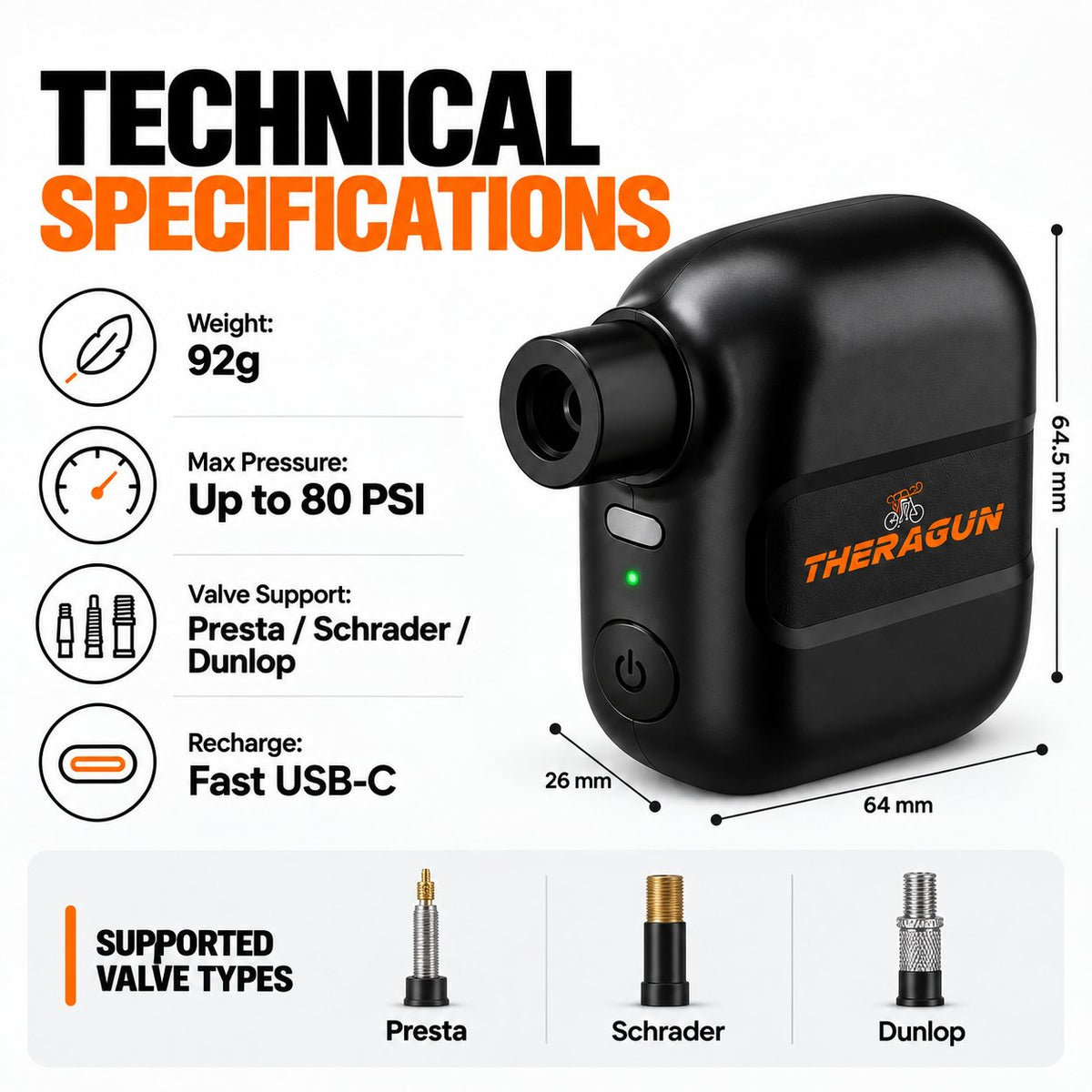 ⚡ PocketAir 92™ | Ultra-Compact Electric Bike Pump for On-the-Go Inflation