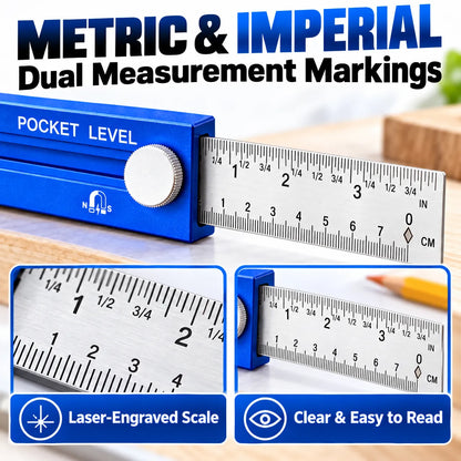 📏 4-in-1 Multifunction Pocket Level & Depth Gauge – Measure, Level, Mark & Position