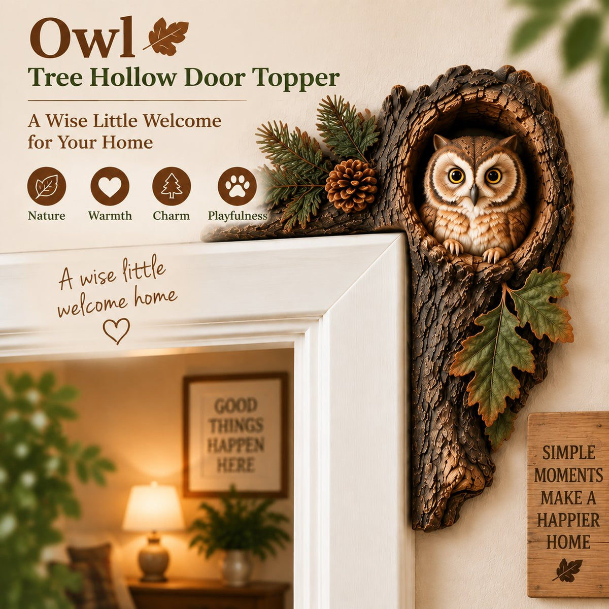 ⏰ Last Day 50% OFF 🐿️ Tree Hollow Chipmunk Door Topper – Bring Woodland Whimsy Home 🍂✨