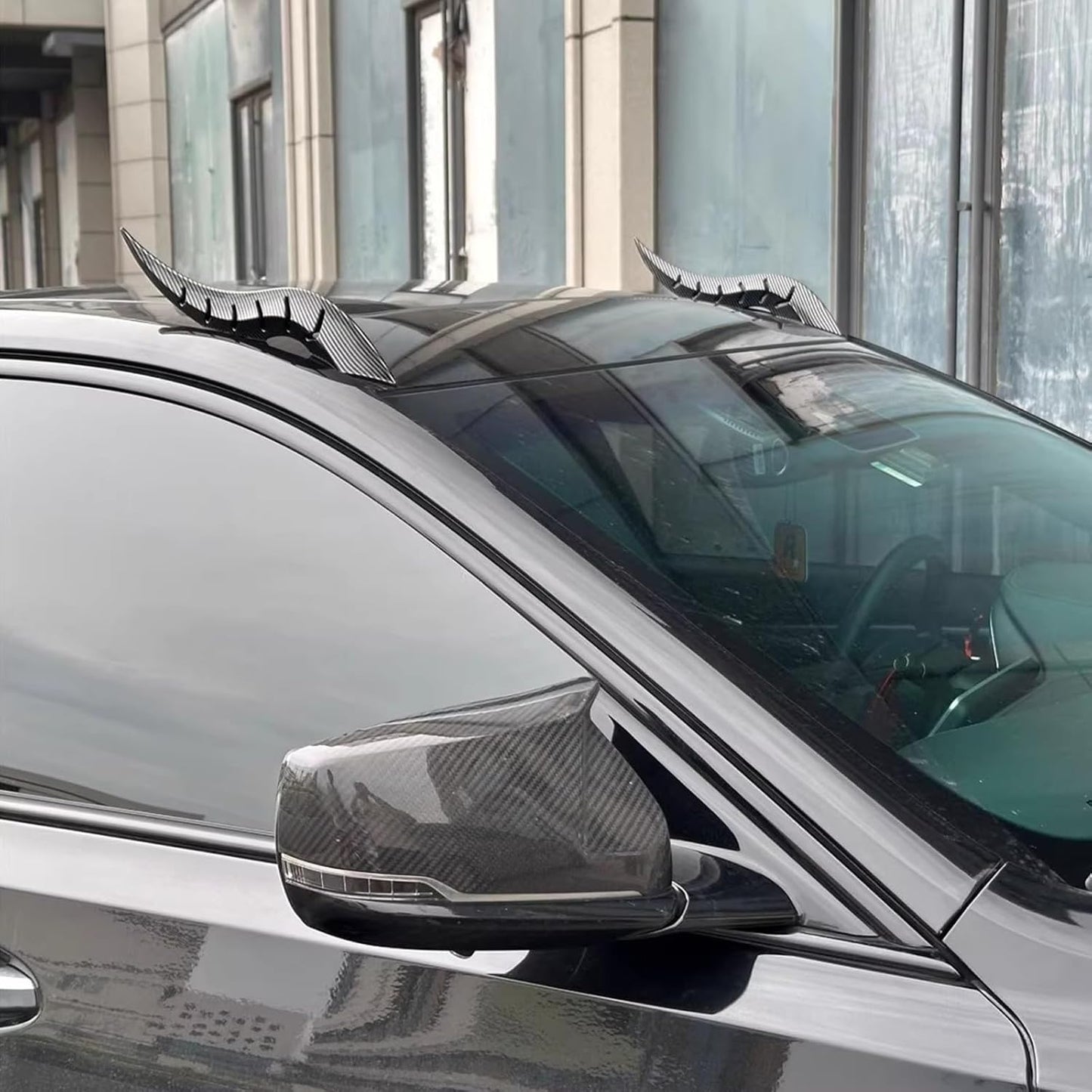 Car Roof Dragon Horn Modification, Universal Auto Roof Decoration, High-Strength All-Weather Waterproof 3D Bull Horns Stickers, for SUV, Sedan, Hatchback - Find Your Car In Parking Lot