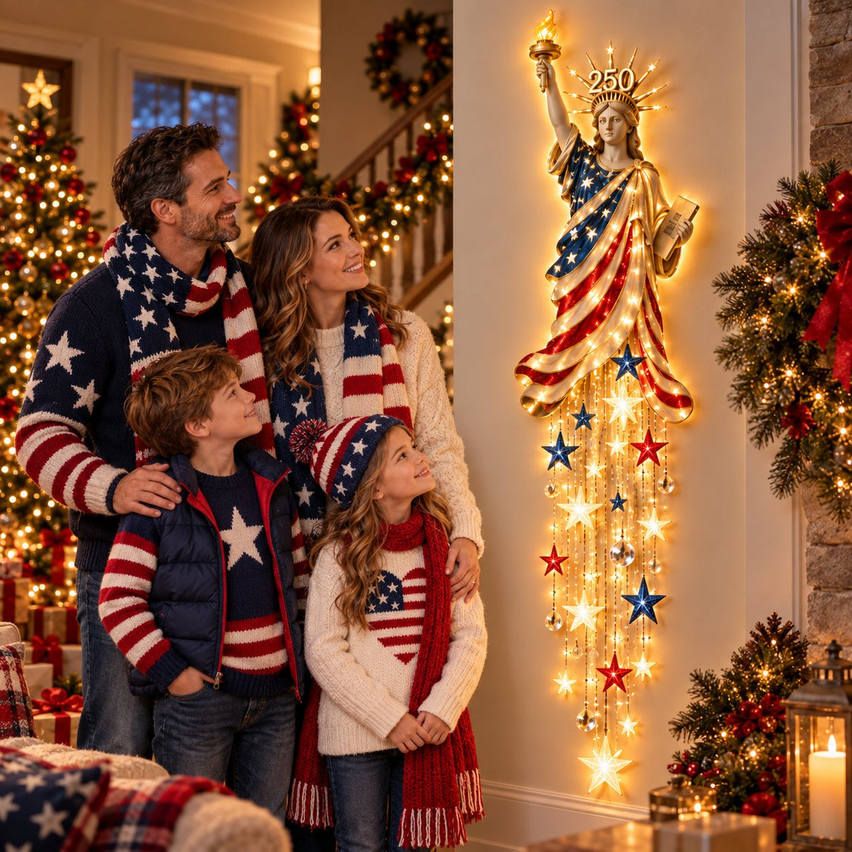 🇺🇸🗽 Liberty 250 Starfall™ | Glowing Patriotic Anniversary Wall Decor ✨