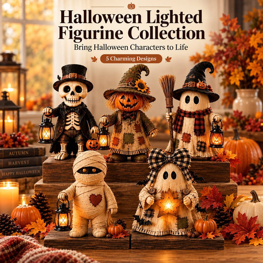 🎃 Vintage Halloween Light-Up Figurine Collection – Spooky Nostalgic Charm 👻✨