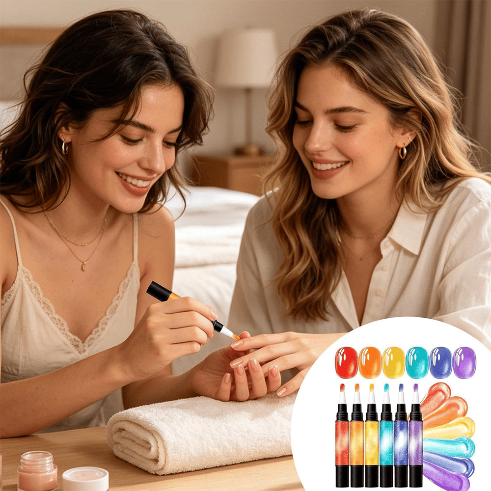 💅 6PCS One-Step 3-in-1 Cat Eye Nail Gel Pen Set for DIY Manicures