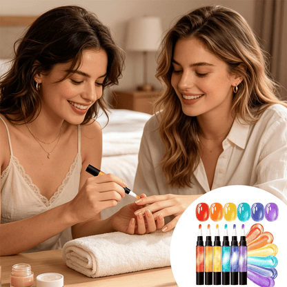 💅 6PCS One-Step 3-in-1 Cat Eye Nail Gel Pen Set for DIY Manicures