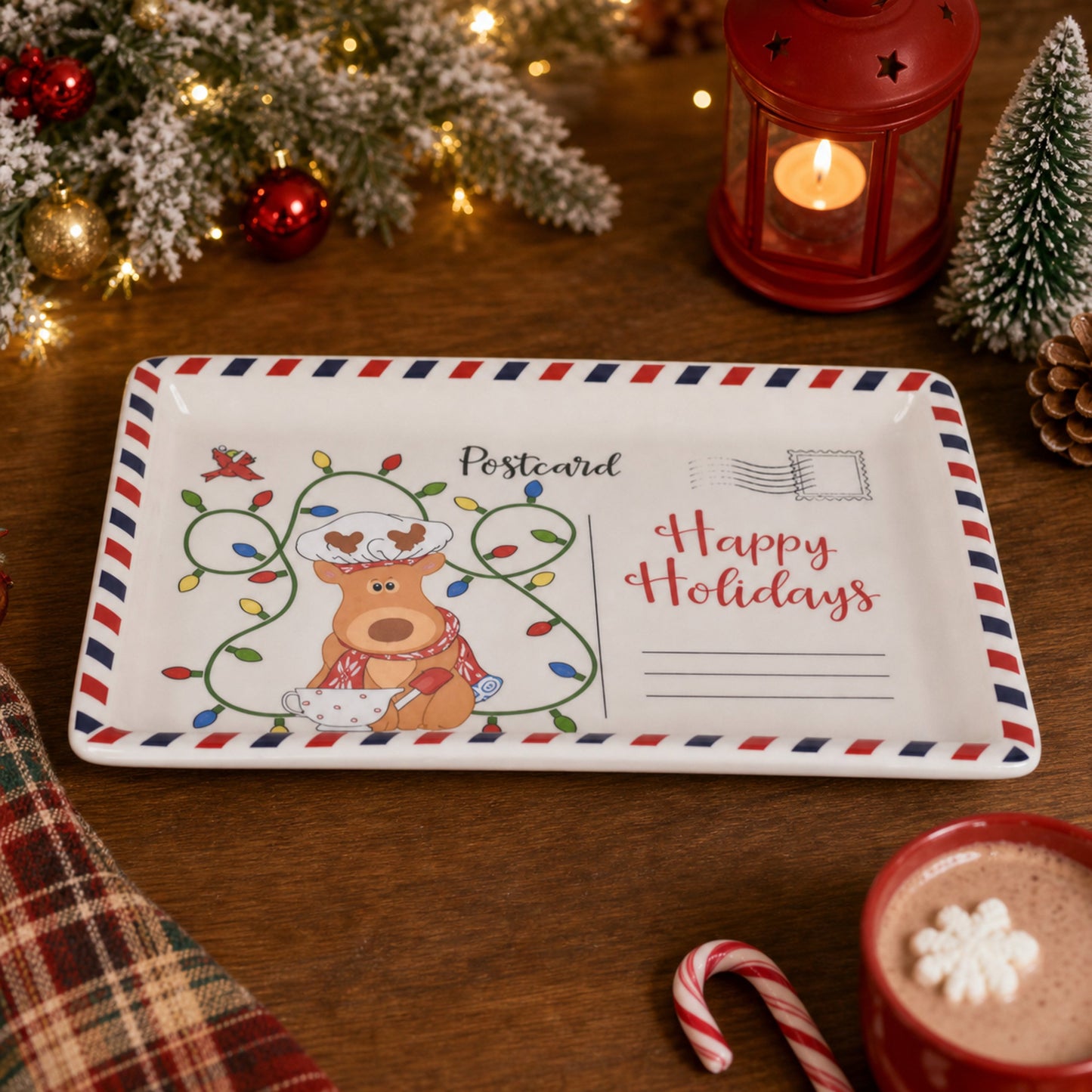 🎄🍪 Vintage Christmas Postcard Ceramic Platter