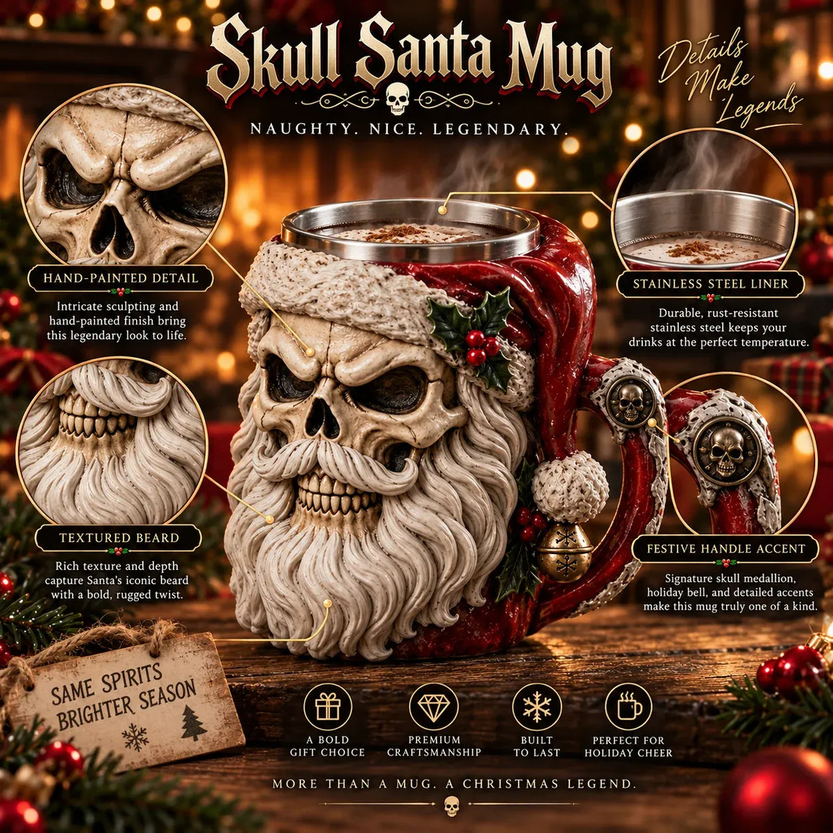 Last Day 49% OFF | 💀🎅 Twisted Santa Mugs™ – 3D Dark Christmas Collection