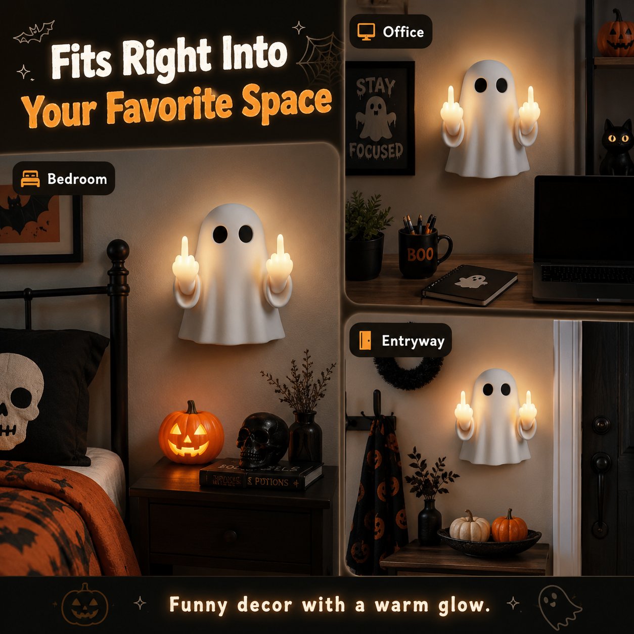 👻 HALLOWEEN MEGA SALE 50% OFF – Funny Middle Finger Ghost Night Light🖕