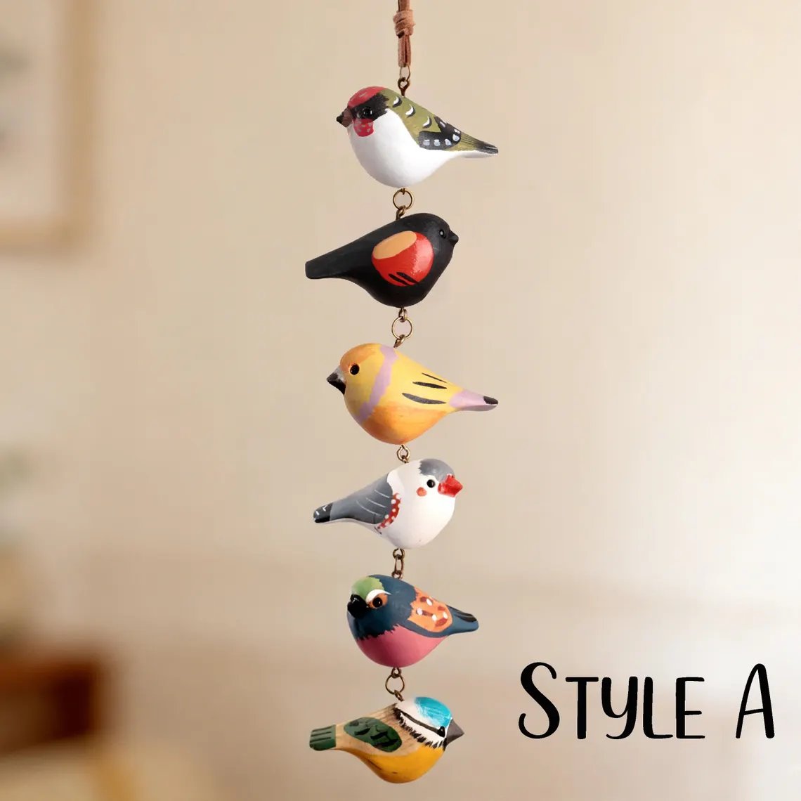 🐦 Hand Painted Wooden Bird Hanging Ornament🌿Rustic Farmhouse Garden Decor
