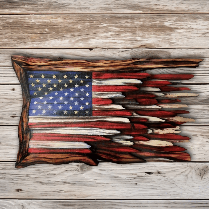 🇺🇸 Driftwood American Flag Wall Art Patriotic Handmade Decor