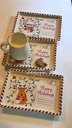 🎄🍪 Vintage Christmas Postcard Ceramic Platter