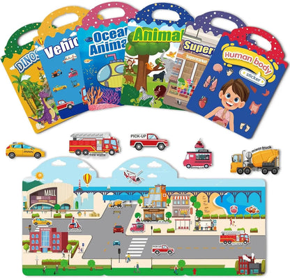 🧠📚 Reusable Silicone Sticker Activity Book for Toddlers 2–5🦖🎨