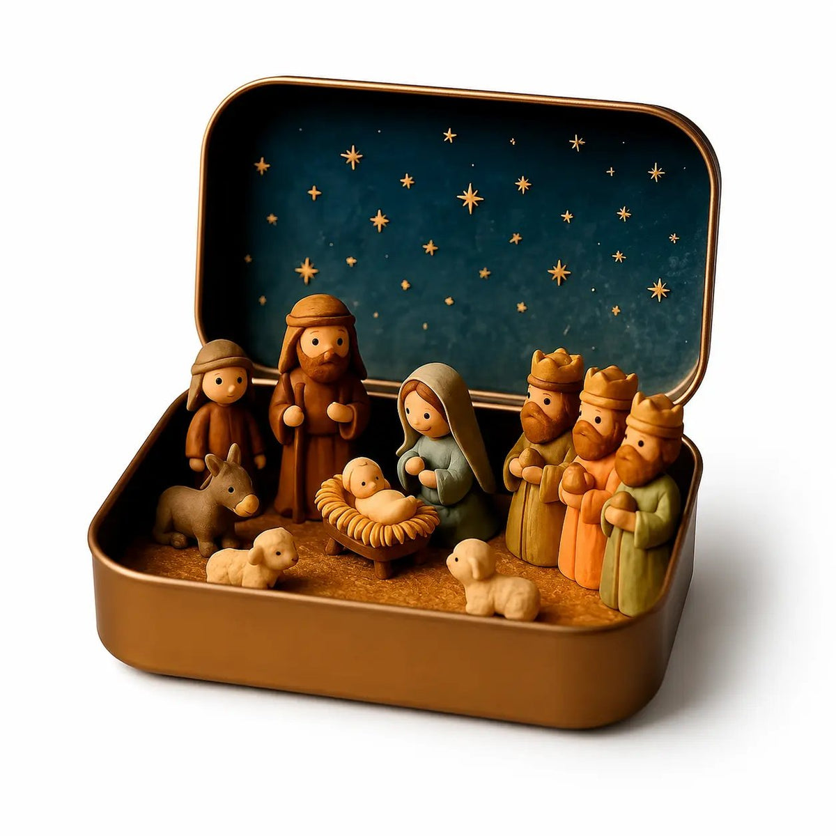 ✝️✨ Mini Nativity Keepsake Tin – Pocket-Sized Christmas Scene Set