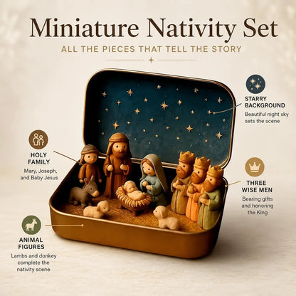 ✝️✨ Mini Nativity Keepsake Tin – Pocket-Sized Christmas Scene Set