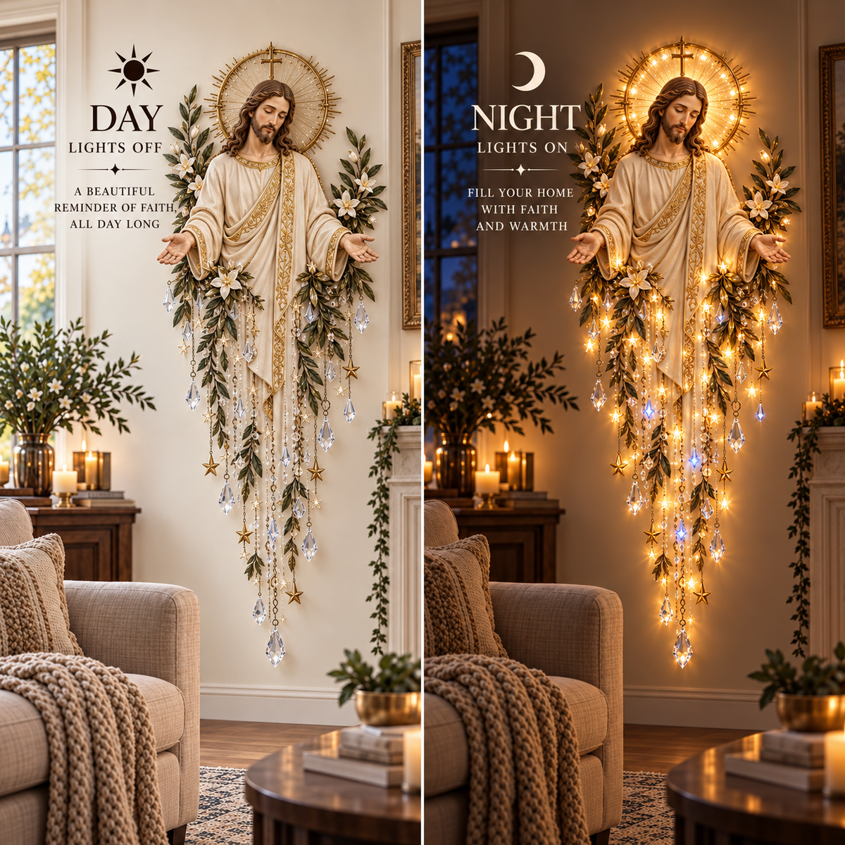 ✝️ Sacred Christmas Lighted Wall Décor – Jesus, Angel & Nativity Collection ✨🕊️