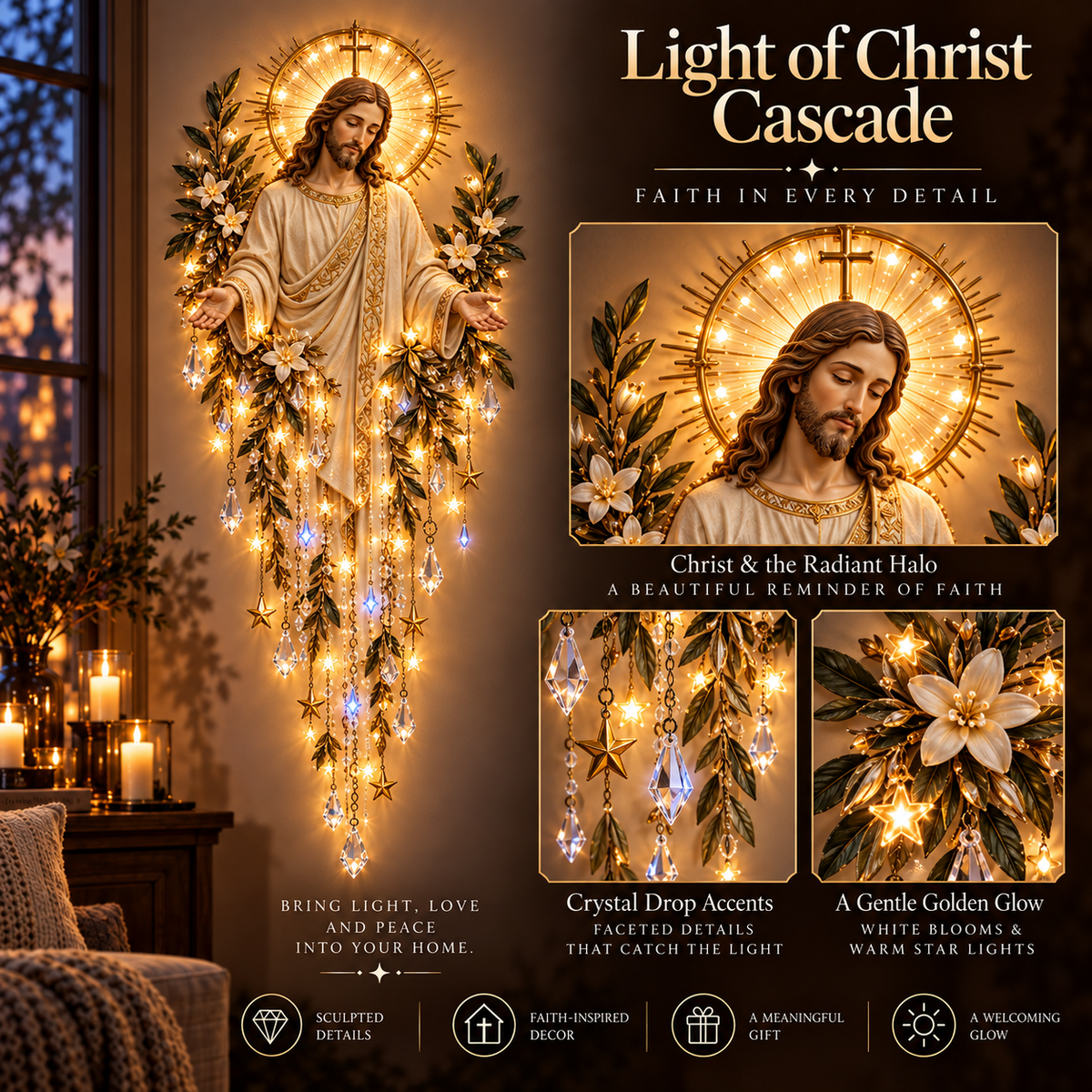 ✝️ Sacred Christmas Lighted Wall Décor – Jesus, Angel & Nativity Collection ✨🕊️