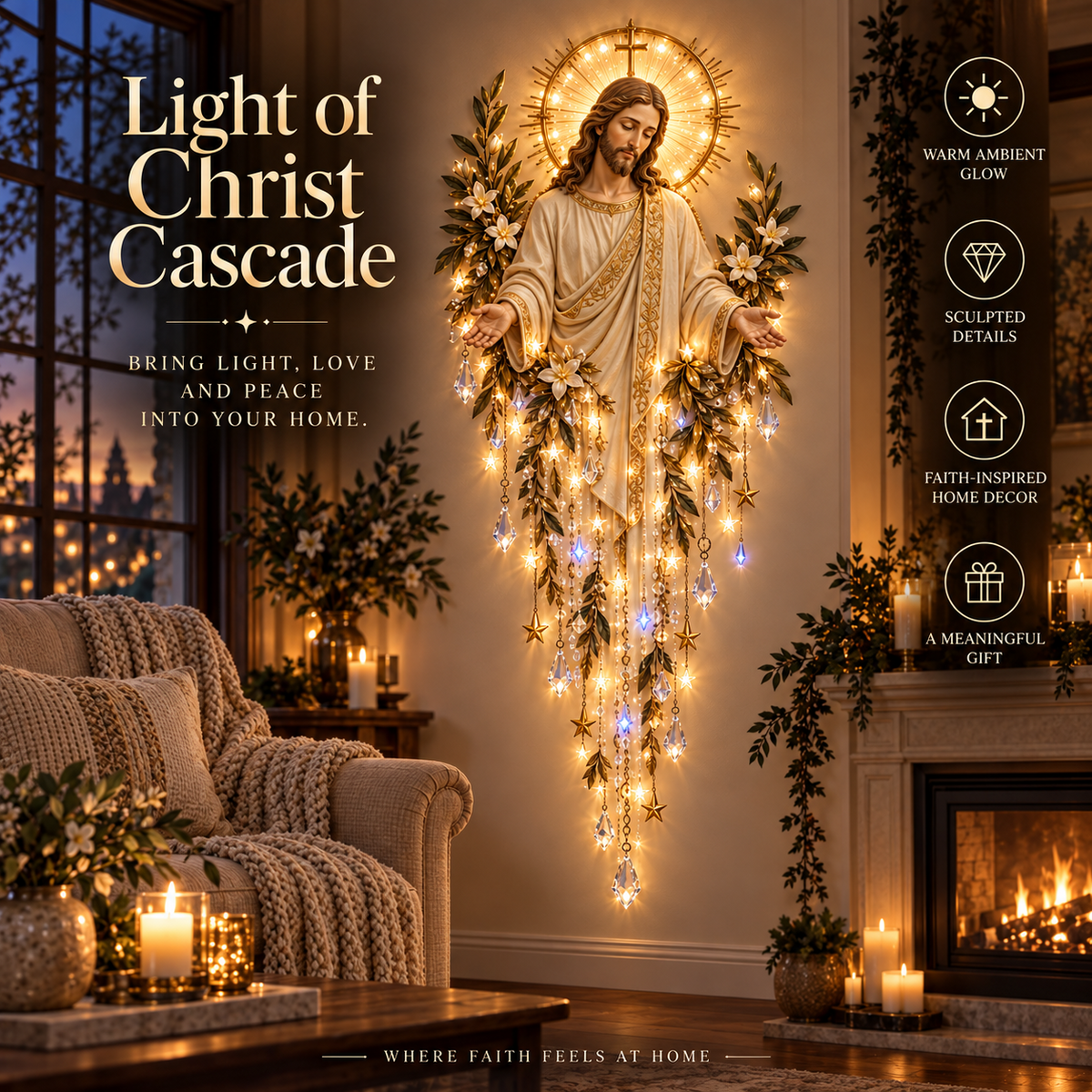 ✝️ Sacred Christmas Lighted Wall Décor – Jesus, Angel & Nativity Collection ✨🕊️