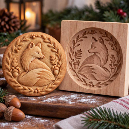 🍪🦊 Woodland Animal Cookie Molds – Embossed Wooden Baking Stamps