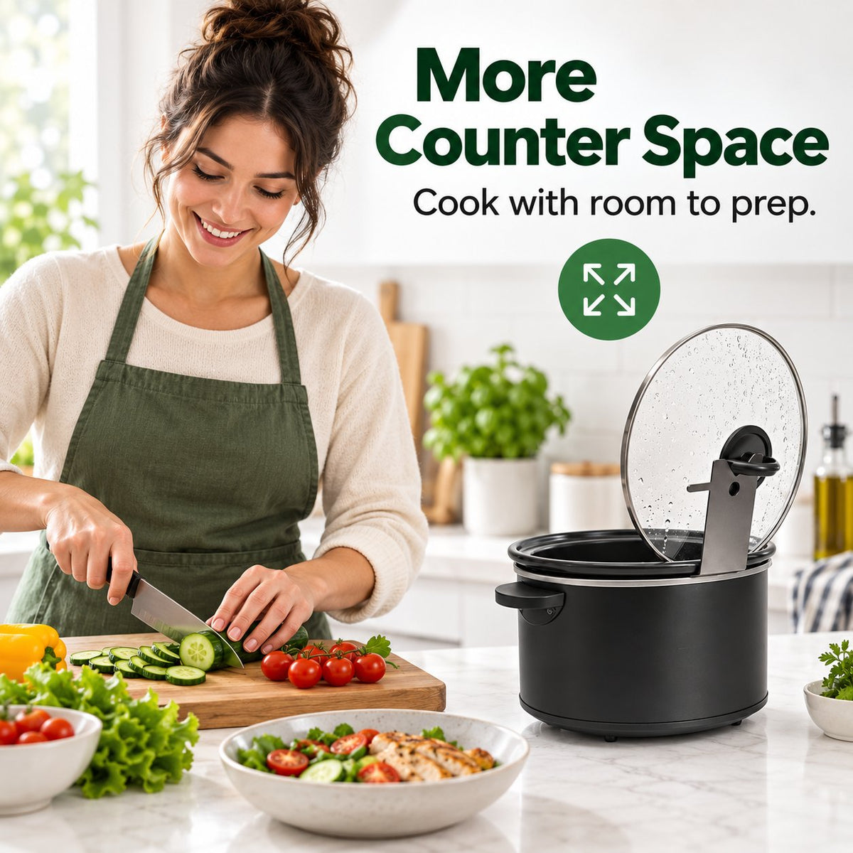 🍲 Hands-Free Cooker Lid Holder – No-Mess Countertop Organizer