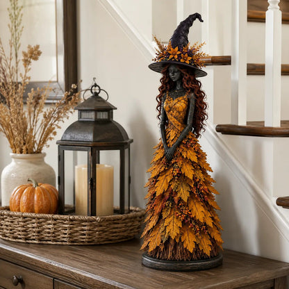 🍂🍁 Mystical Autumn Witch Statue for Fall & Halloween Decor