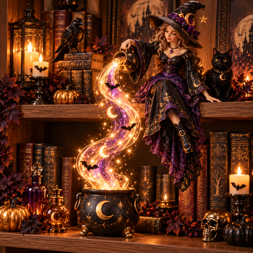 🔥 49% OFF | 🌙 Midnight Spellstream Halloween Shelf Light ✨