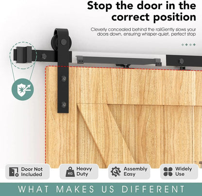 🚪 Barn Door Soft Close Kit – Hidden Damper for 88–132 lbs Flat Track Doors