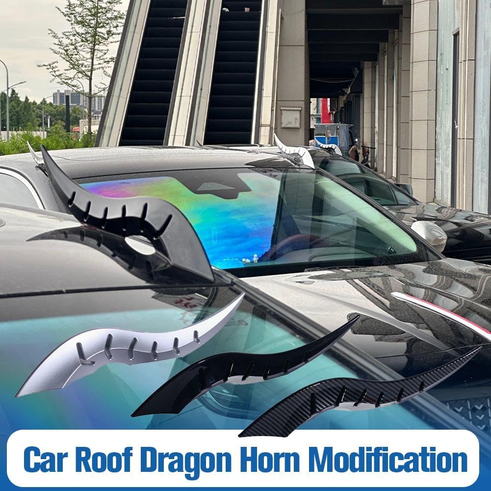 Car Roof Dragon Horn Modification, Universal Auto Roof Decoration, High-Strength All-Weather Waterproof 3D Bull Horns Stickers, for SUV, Sedan, Hatchback - Find Your Car In Parking Lot