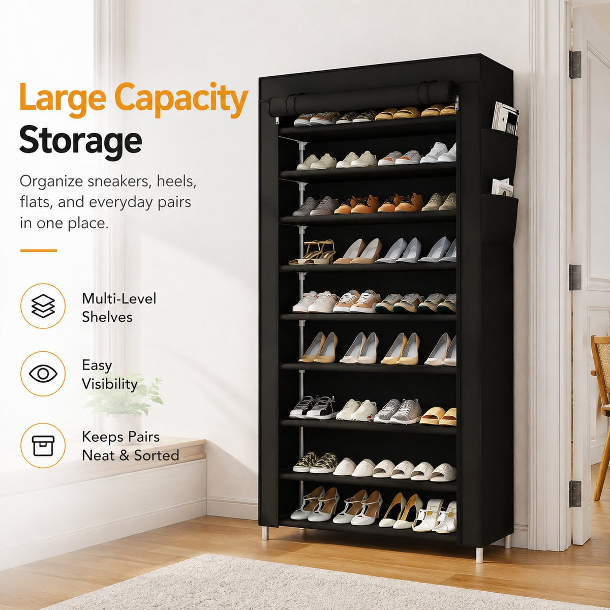 👟 Home Organization Sale 50% OFF —👟✨ SpaceSmart Shoe Cabinet – Dust Covered Vertical Storage Organizer