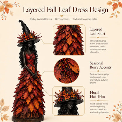 🍂🍁 Mystical Autumn Witch Statue for Fall & Halloween Decor