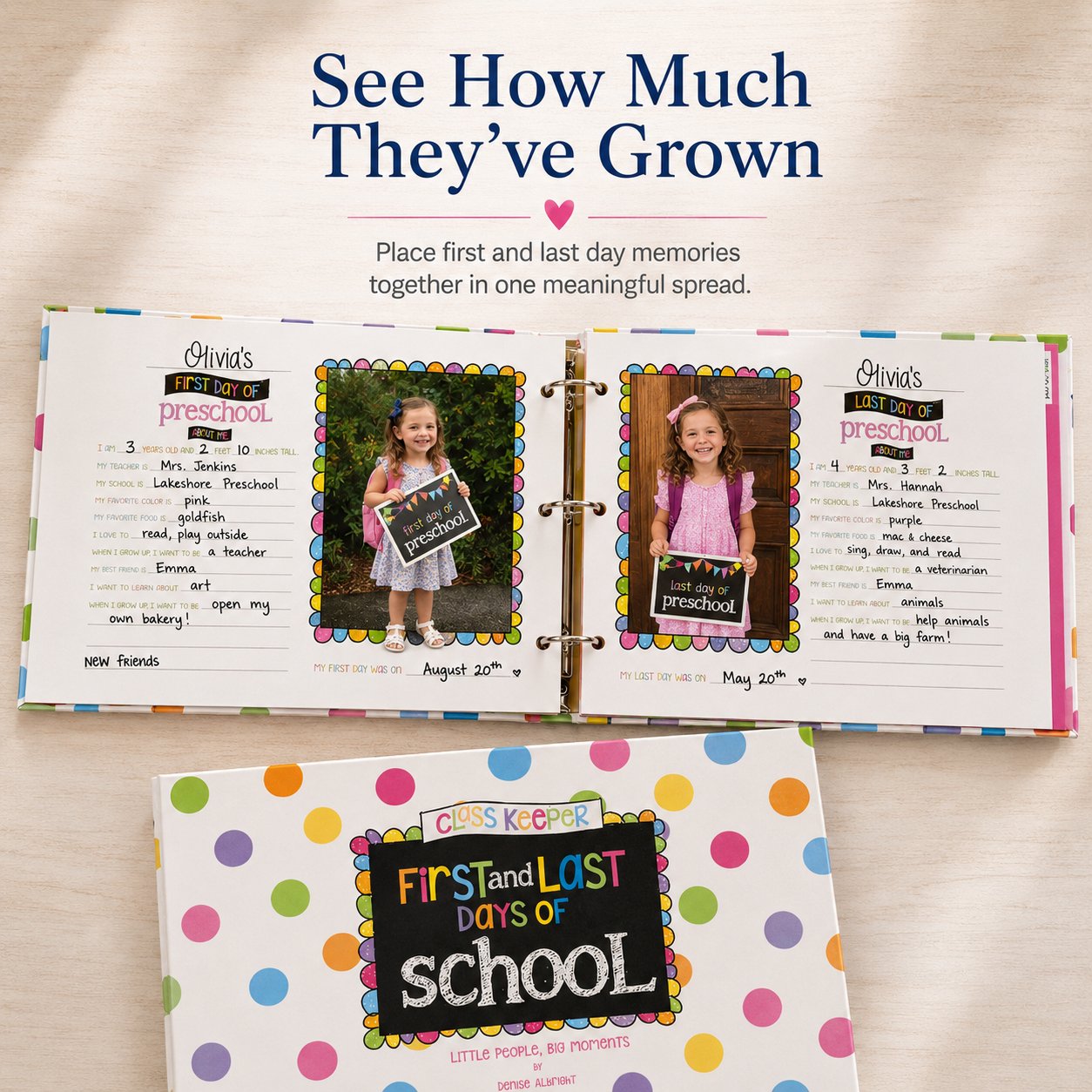 ❤️ School Years Memory Keepsake Binder | First & Last Day Photo Album 📚
