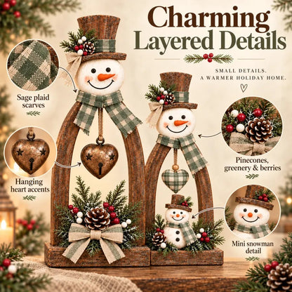 🤎☃️Rustic Vintage Snowman Tabletop Decor Set