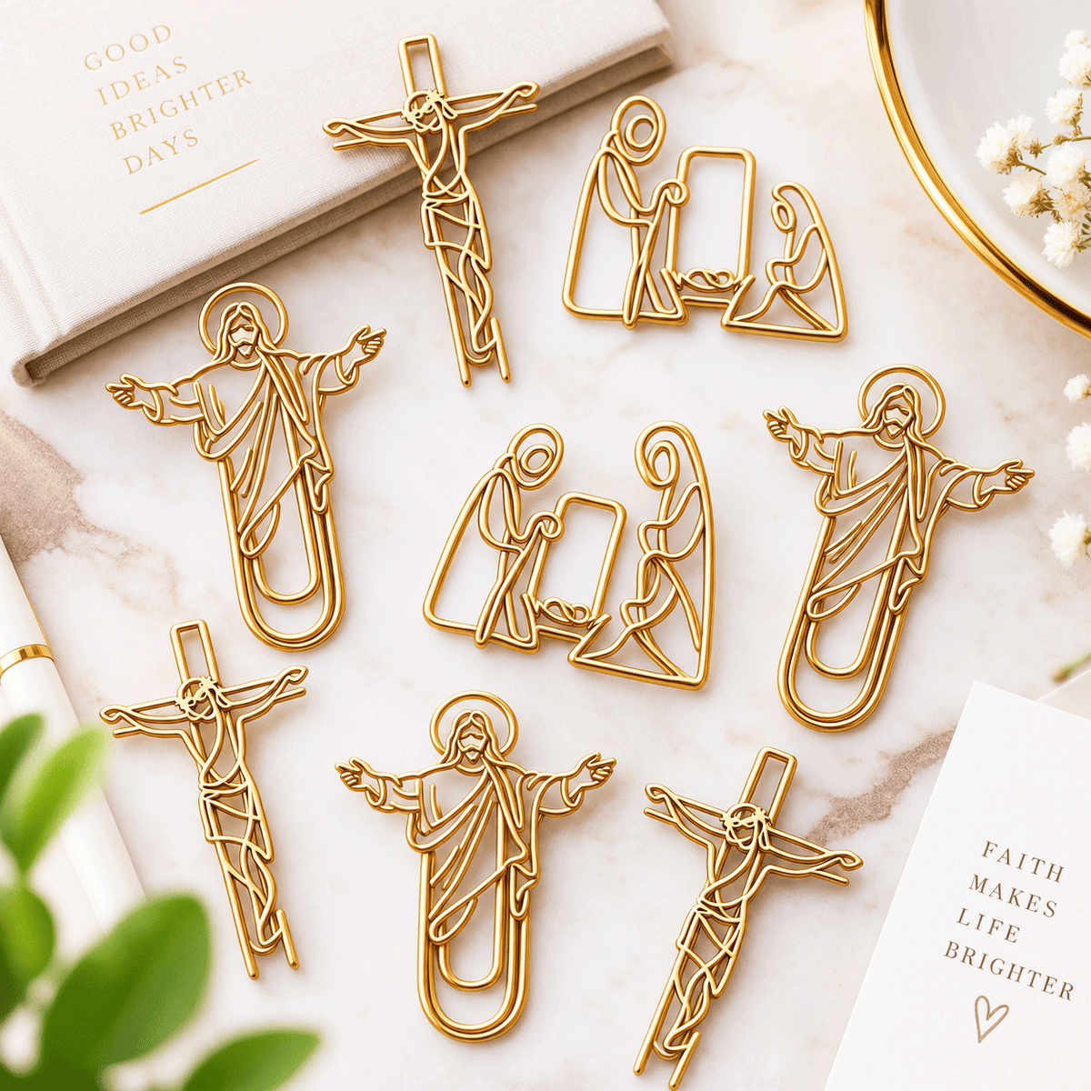 ✝️✨ Faith-Inspired Gold Paper Clips – Meaningful Bible & Journal Markers