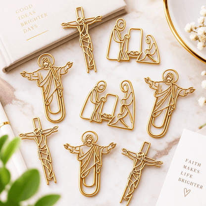 ✝️✨ Faith-Inspired Gold Paper Clips – Meaningful Bible & Journal Markers