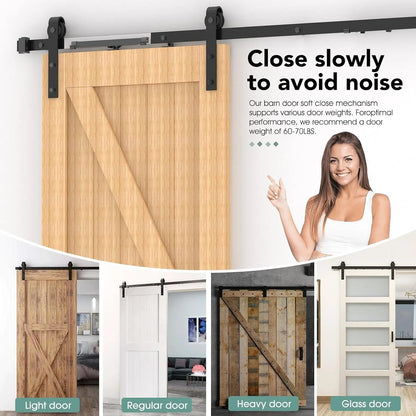 🚪 Barn Door Soft Close Kit – Hidden Damper for 88–132 lbs Flat Track Doors
