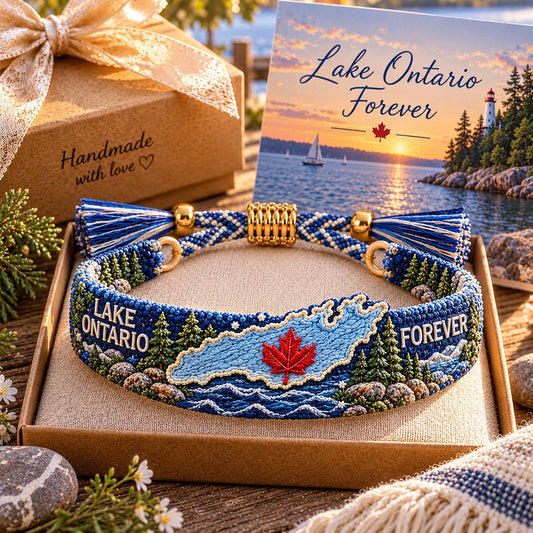 🌊 Lake Ontario Forever Embroidered Bracelet – A Keepsake of the Lake 🍁