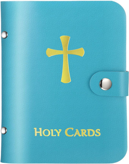 ✝️ Genuine Leather Prayer Card Holder – Pocket Holy Card Organizer with Snap Closure 🙏✨