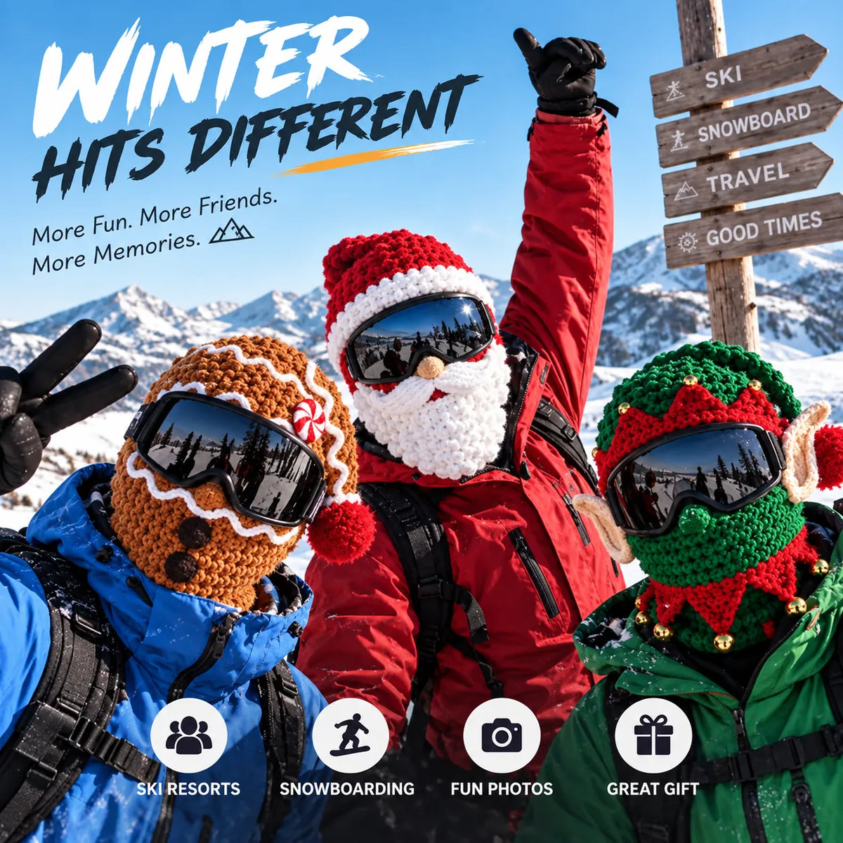 🎅❄️ Christmas Character Ski Mask™ | 3D Knit Full-Face Cover in 3 Festive Styles