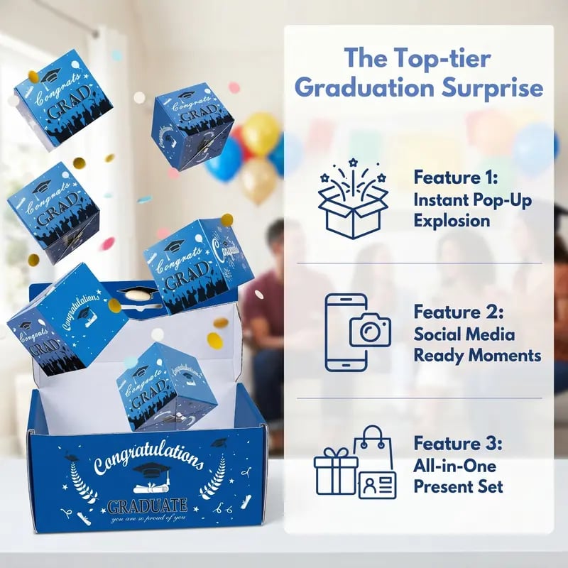 🎓2026 Graduation Explosion Cash Gift Box Fun Pop Up Surprise for Grads
