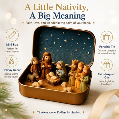 ✝️✨ Mini Nativity Keepsake Tin – Pocket-Sized Christmas Scene Set